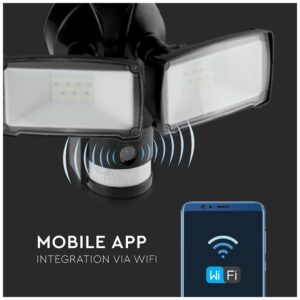 V-TAC προβολέας ασφάλειας LED 18W με WiFi Sensor Camera Μαύρος Ψυχρό Λευκό 5917