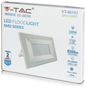 V-TAC LED Προβολέας E-Series SMD 100W Λευκός Θερμό Λευκό 5967