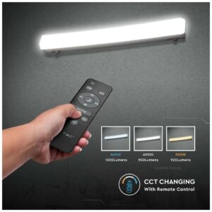 LED ηλιακό γραμμικό φωτιστικό 18W, 3 σε 1 φωτισμός CCT με λευκό σώμα και χειριστήριο 6500