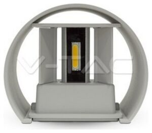 Φωτιστικό Τοίχου Απλίκα V-TAC 6W Αλουμίνιο Γκρι Στρογγυλό IP65 Bridglux Chip Θερμό Λευκό 7083