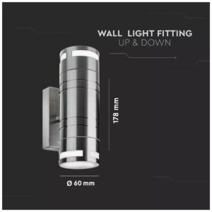 Φωτιστικό Τοίχου Σποτ Διπλό V-TAC Πάνω - Κάτω Ανοξείδωτο Χρώμιο και Γυαλί με Ντουί 2xGU10 7504