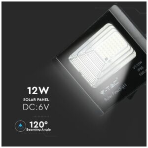 V-TAC LED Ηλιακός Προβολέας 25W 550lm Μαύρος 4000K 120° Φως Ημέρας 5000mAh 8573