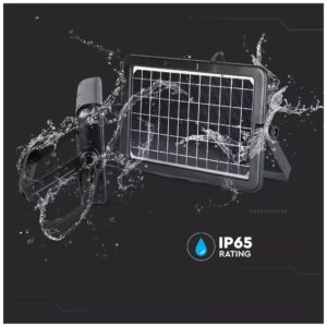 V-TAC LED Ηλιακός Προβολέας 10W Μαύρος με Ανιχνευτή κίνησης και Διακόπτη με Διάφορες Λειτουργίες Φως Ημέρας 8674