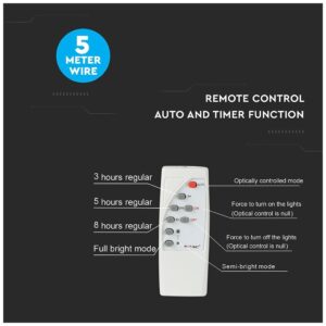 V-TAC LED Ηλιακός Προβολέας 25W 550lm Μαύρος 6000K 120° Ψυχρό Λευκό 5000mAh 94006