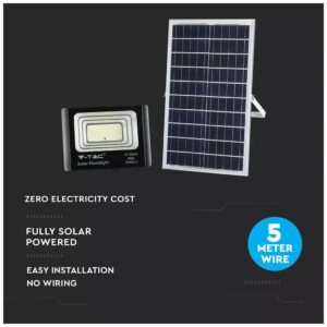 V-TAC LED Ηλιακός Προβολέας 100W 2450lm Μαύρος 4000K 120° 15000mAh Φως Ημέρας 8576