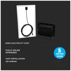 V-TAC LED Ηλιακός Προβολέας 150W 3100lm Μαύρος 6000K 120° Ψυχρό Λευκό 20000mAh 94026