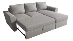 Stanford γωνιακός καναπές κρεβάτι με αποθηκευτικό χώρο 242x160 Γκρι Ανοιχτό με αναστρέψιμη γωνία