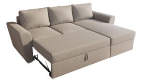 Stanford Γωνιακός καναπές κρεβάτι με αποθηκευτικό χώρο 242x160 Σκούρο Μπεζ με αναστρέψιμη γωνία