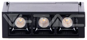Φωτιστικό 3πλό Μαγνητικό Ράγας V-TAC Track Light 3x1W LED 30° 24V Μαύρο Θερμό Λευκό 3000Κ 7960