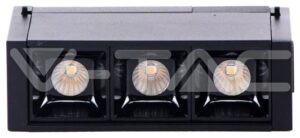 Φωτιστικό 3πλό Μαγνητικό Ράγας V-TAC Track Light 3x1W LED 30° 24V Μαύρο Φως Ημέρας 4000Κ 7961