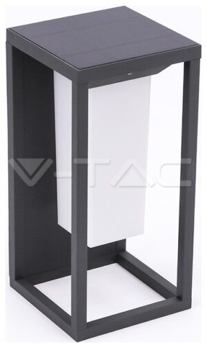 Ηλιακό Φωτιστικό Φαναράκι Επιτοίχιο LED V-TAC 2W SAMSUNG Chip Γκρι με 2 Λειτουργίες Θερμό Λευκό 784