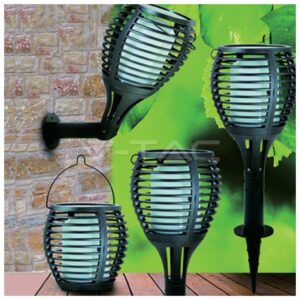 Ηλιακό Φωτιστικό LED V-TAC 0.45W Κρεμαστό, Τοίχου ή Καρφωτό Φλόγα Θερμό 8558