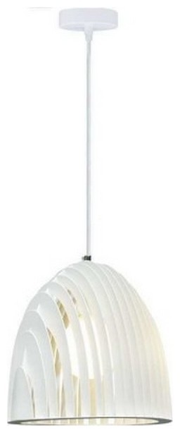 Κρεμαστό Φωτιστικό V-TAC Μεταλλικό Κωνικό Πρίσμα Λευκό με Ραβδώσεις και ντουί Ε27 3952