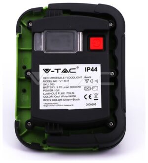 LED Προβολέας V-TAC 10W Samsung SMD με μπαταρία επαναφορτιζόμενος Ψυχρό Λευκό 503