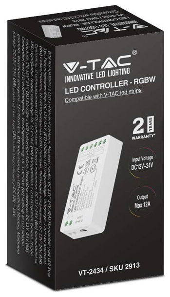 V-TAC LED Controller 12-24V DC για Ταινίες LED RGB+W Άσπρο 2913