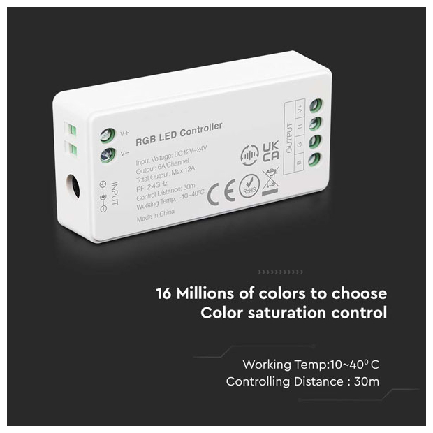 V-TAC LED Controller 12-24V DC για Ταινίες LED RGB+W Άσπρο 2913