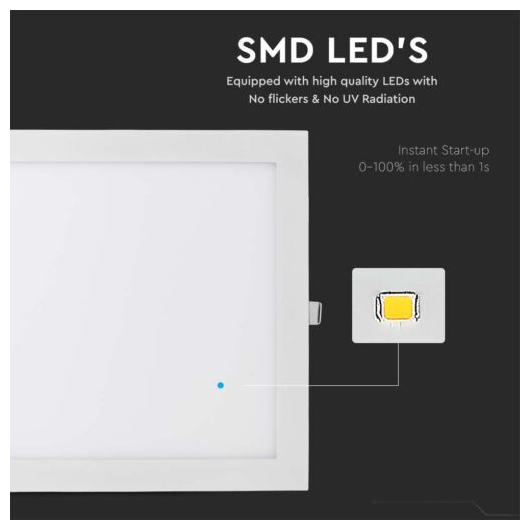 V-TAC LED mini panel χωνευτό 36W 6400K ψυχρό λευκό τετράγωνο SKU: 216431