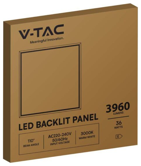 V-TAC LED panel Backlit 60×60 36W 3000K θερμό λευκό 110lm/W SKU: 10557