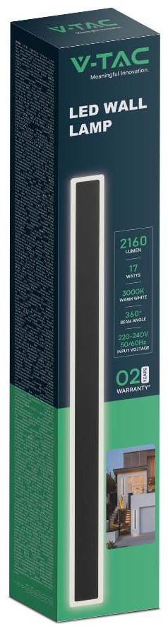 V-TAC Στεγανή Επιτοίχια Πλαφονιέρα Εξωτερικού Χώρου με Ενσωματωμένο LED σε Μαύρο Χρώμα 6834