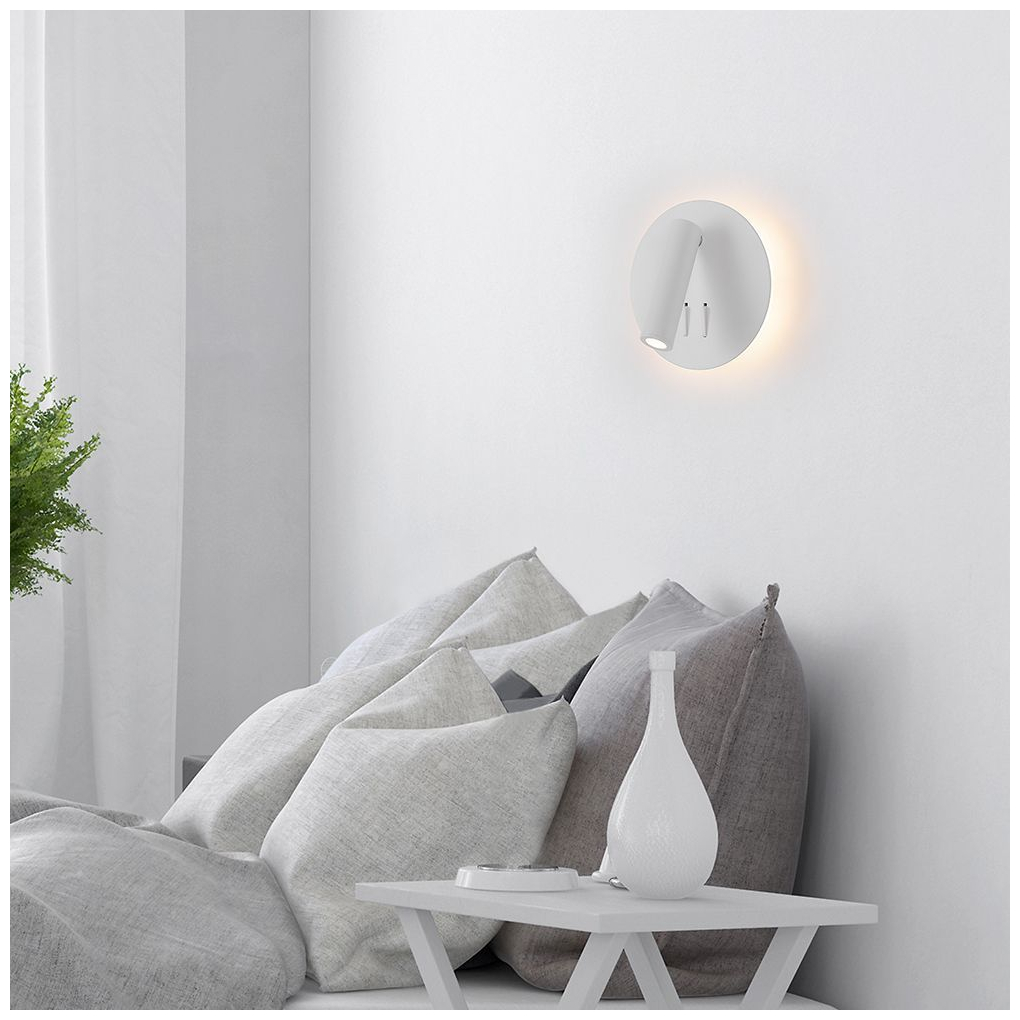 V-TAC LED απλίκα 3W+6W 3000K θερμό λευκό με λευκό σώμα στρογγυλή SKU:211489