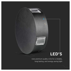 V-TAC LED απλίκα 4W στρογγυλή αρχιτεκτονικού φωτισμού 3000K θερμό λευκό με μαύρο σώμα SKU: 218215