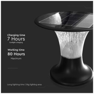 V-TAC LED ηλιακό φωτιστικό δαπέδου 15W 4000K+6000K με μαύρο σώμα και ανιχνευτή SKU23005