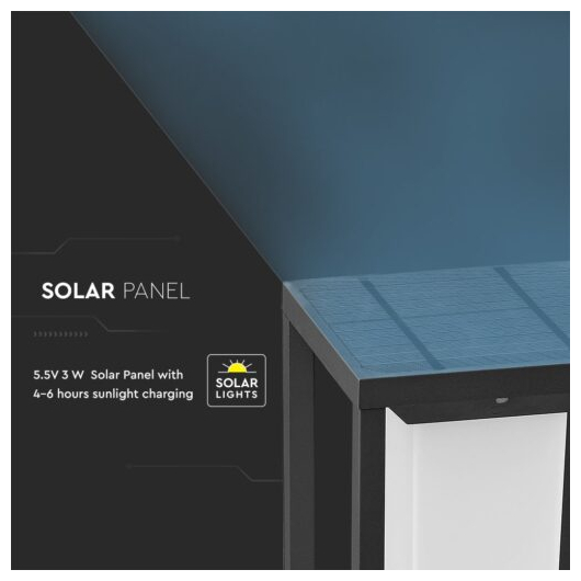 V-TAC LED ηλιακό φωτιστικό επιδαπέδιο 2W Θερμό λευκό 3000K Μαύρο σώμα με ανιχνευτή SKU: 21785