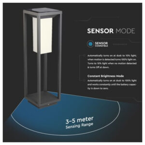 V-TAC LED ηλιακό φωτιστικό επιδαπέδιο 2W Θερμό λευκό 3000K Μαύρο σώμα με ανιχνευτή SKU: 21785