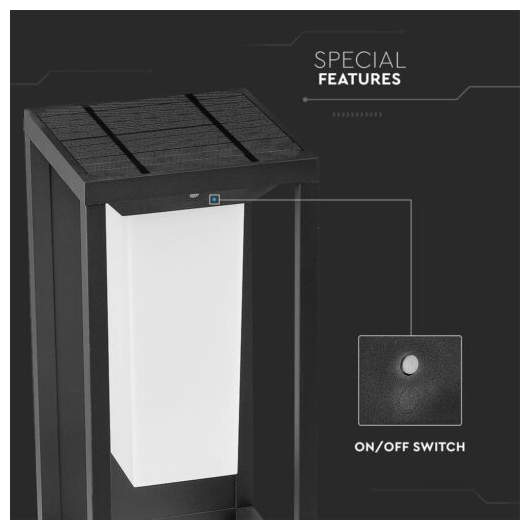 V-TAC LED ηλιακό φωτιστικό επιτοίχιο 2W θερμό λευκό 3000K μαύρο σώμα με ανιχνευτή SKU: 21784