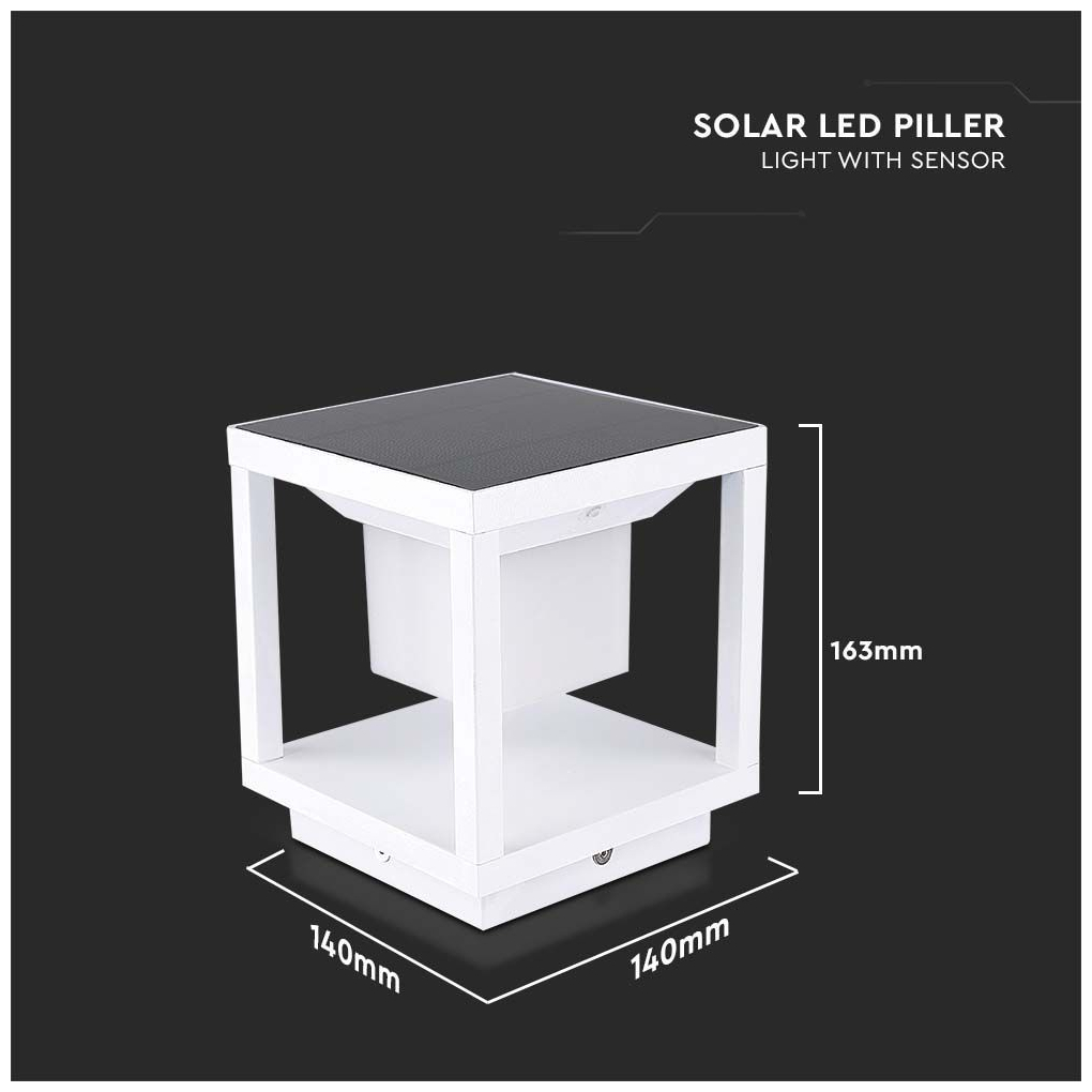 V-TAC LED ηλιακό φωτιστικό κήπου 2W IP65 θερμό λευκό 3000K με λευκό σώμα SKU: 6806