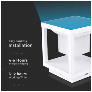 V-TAC LED ηλιακό φωτιστικό κήπου 2W IP65 θερμό λευκό 3000K με λευκό σώμα SKU: 6806