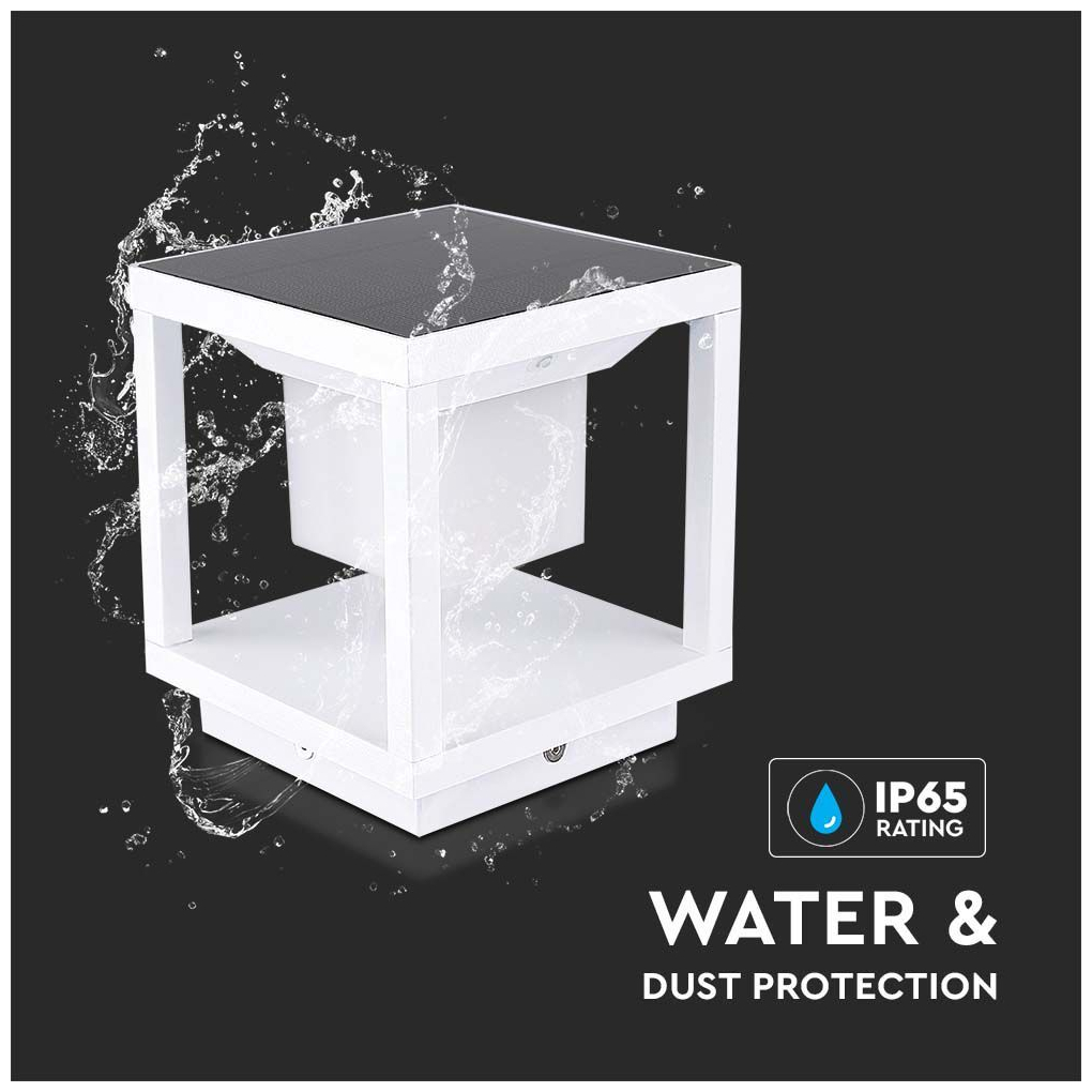 V-TAC LED ηλιακό φωτιστικό κήπου 2W IP65 θερμό λευκό 3000K με λευκό σώμα SKU: 6806