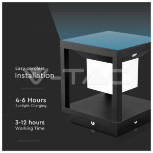 V-TAC LED ηλιακό φωτιστικό κήπου 2W IP65 θερμό λευκό 3000K με μαύρο σώμα