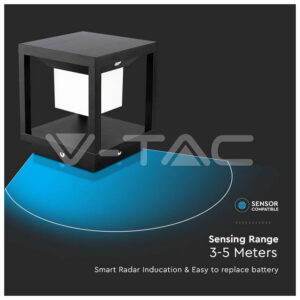 V-TAC LED ηλιακό φωτιστικό κήπου 2W IP65 θερμό λευκό 3000K με μαύρο σώμα