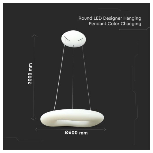 V-TAC κρεμαστό φωτιστικό οροφής 38W με εναλλαγή χρώματος και λευκό σώμα dimmable SKU: 213959