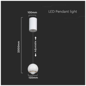 V-TAC LED κρεμαστό φωτιστικό οροφής σφαίρα 6W 3000K θερμό λευκό με λευκό σώμα SKU: 10342