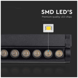 LED μαγνητικό φωτιστικό ράγας 48V 5W SMD 3000K θερμό λευκό μαύρο σώμα ρυθμιζόμενο V-TAC SKU: 10258