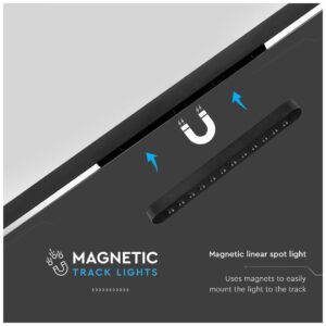 V-TAC LED μαγνητικό φωτιστικό ράγας ultra thin 48V 12W SMD 3000K θερμό λευκό μαύρο σώμα SKU 10237