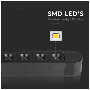 V-TAC LED μαγνητικό φωτιστικό ράγας ultra thin 48V 12W SMD 3000K θερμό λευκό μαύρο σώμα SKU 10237