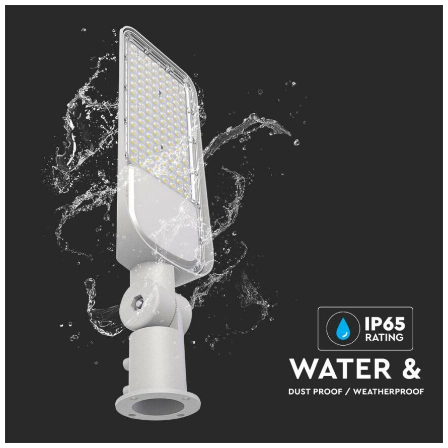 V-TAC LED φωτιστικό δρόμου PRO Samsung Chip με Αισθητήρα Φωτός 100W 11000lm 6400Κ Γκρί – 20435
