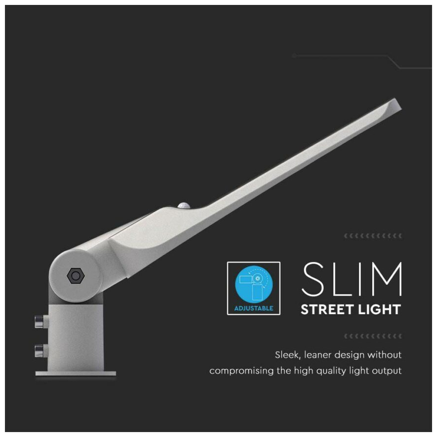 V-TAC LED φωτιστικό δρόμου PRO Samsung Chip με Αισθητήρα Φωτός 100W 11000lm 6400Κ Γκρί – 20435