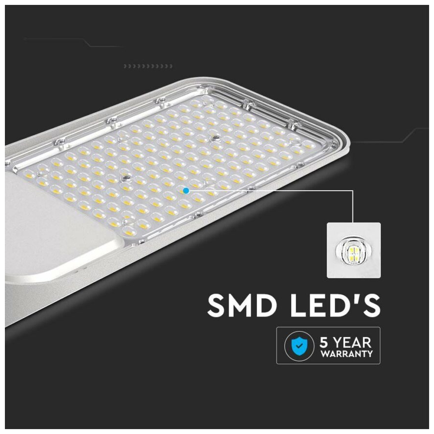 V-TAC LED φωτιστικό δρόμου PRO Samsung Chip με Αισθητήρα Φωτός 100W 11000lm 6400Κ Γκρί – 20435