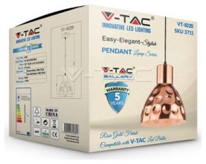 Κρεμαστό Φωτιστικό V-TAC ROSE GOLD Χαλκός με ντουί Ε27 Φ220 3711