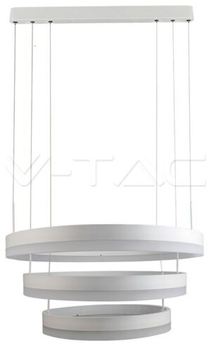 Soft Light V-TAC Κυκλικός Πολυέλαιος με τρεις δακτυλίους Λευκός 92W Dimmable Θερμό Λευκό 3989