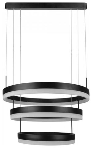 Soft Light V-TAC Κυκλικός Πολυέλαιος με τρεις δακτυλίους  Μαύρος 92W  Dimmable Θερμό Λευκό 3990