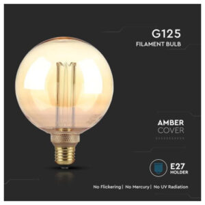 V-TAC Λάμπα LED E27 G125 Special Art Filament 4W θερμό λευκό 3000K γυαλί amber SKU: 217475