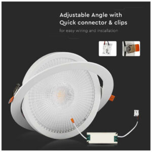 V-TAC Στρογγυλό Χωνευτό LED Panel Ισχύος 20W με Θερμό Λευκό Φως 21842