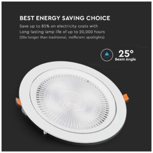 V-TAC Στρογγυλό Χωνευτό LED Panel Ισχύος 20W με Θερμό Λευκό Φως 21842