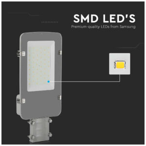 V-TAC Φωτιστικό Δρόμου με Ενσωματωμένο LED σε Γκρι Χρώμα 215271