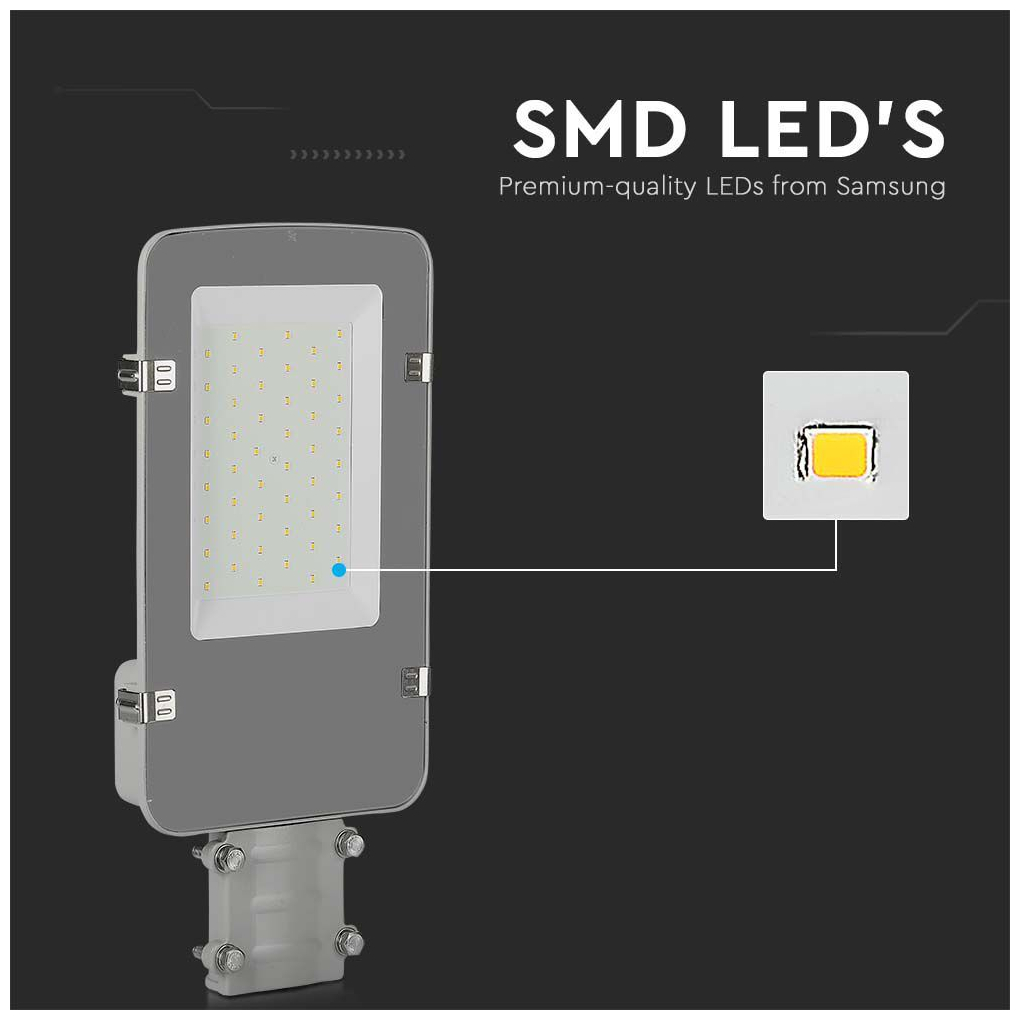 V-TAC Φωτιστικό Δρόμου με Ενσωματωμένο LED σε Γκρι Χρώμα 215271